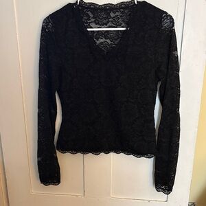 Chic Black Lace V-Neck Blouse